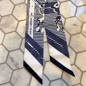 Hermès Navy Twilly Scarf